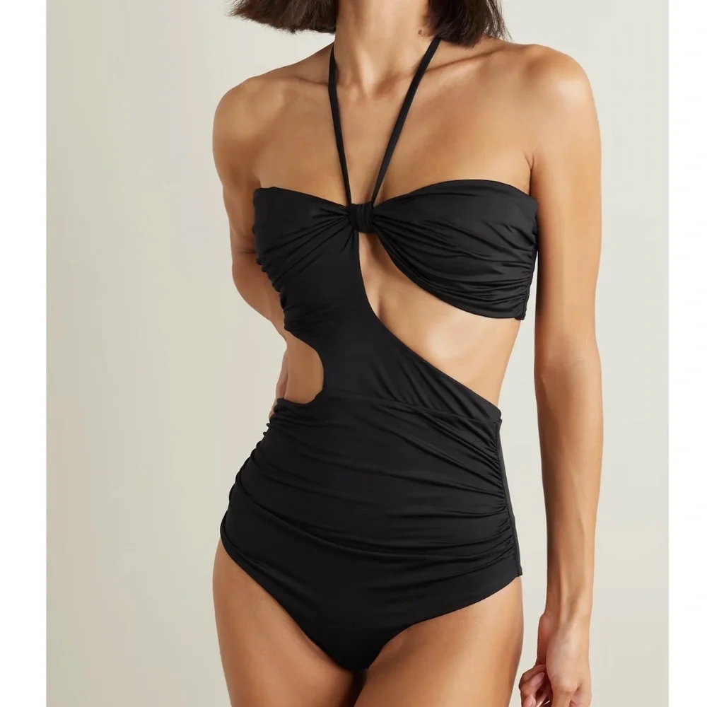 Johanna Ortiz Black Baboon Call Halter-neck Swimsuit Size XL New With Tags